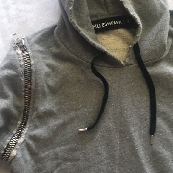 Filles a Papa Hoodie Sweatshirt w/ Zipper Shoulder - Picture 2 of 3
